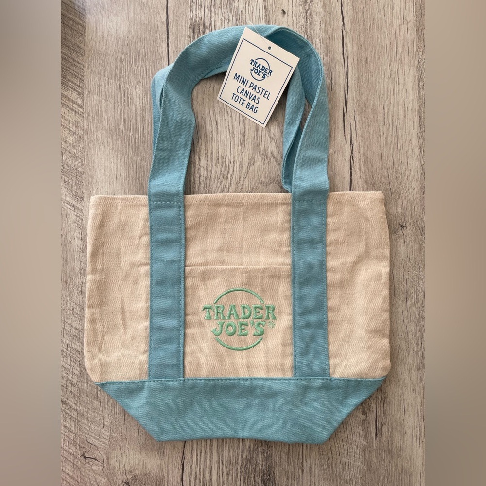Trader Joe’s Mini Blue Pastel Canvas Tote Bag